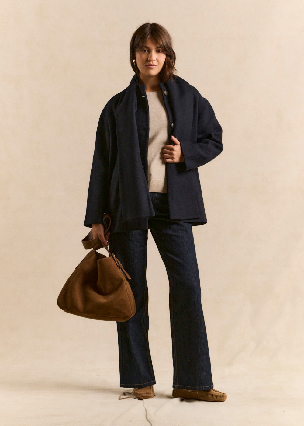 Short coat with removable scarf - Sud Express - 1 - Sud Express