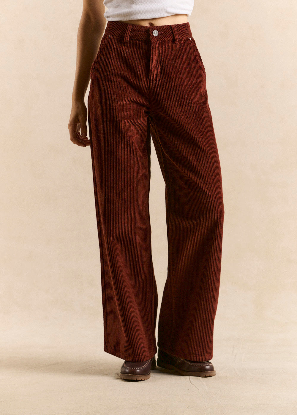 High-waisted cotton velvet wide-leg trousers - Sud Express - 2 - Sud Express