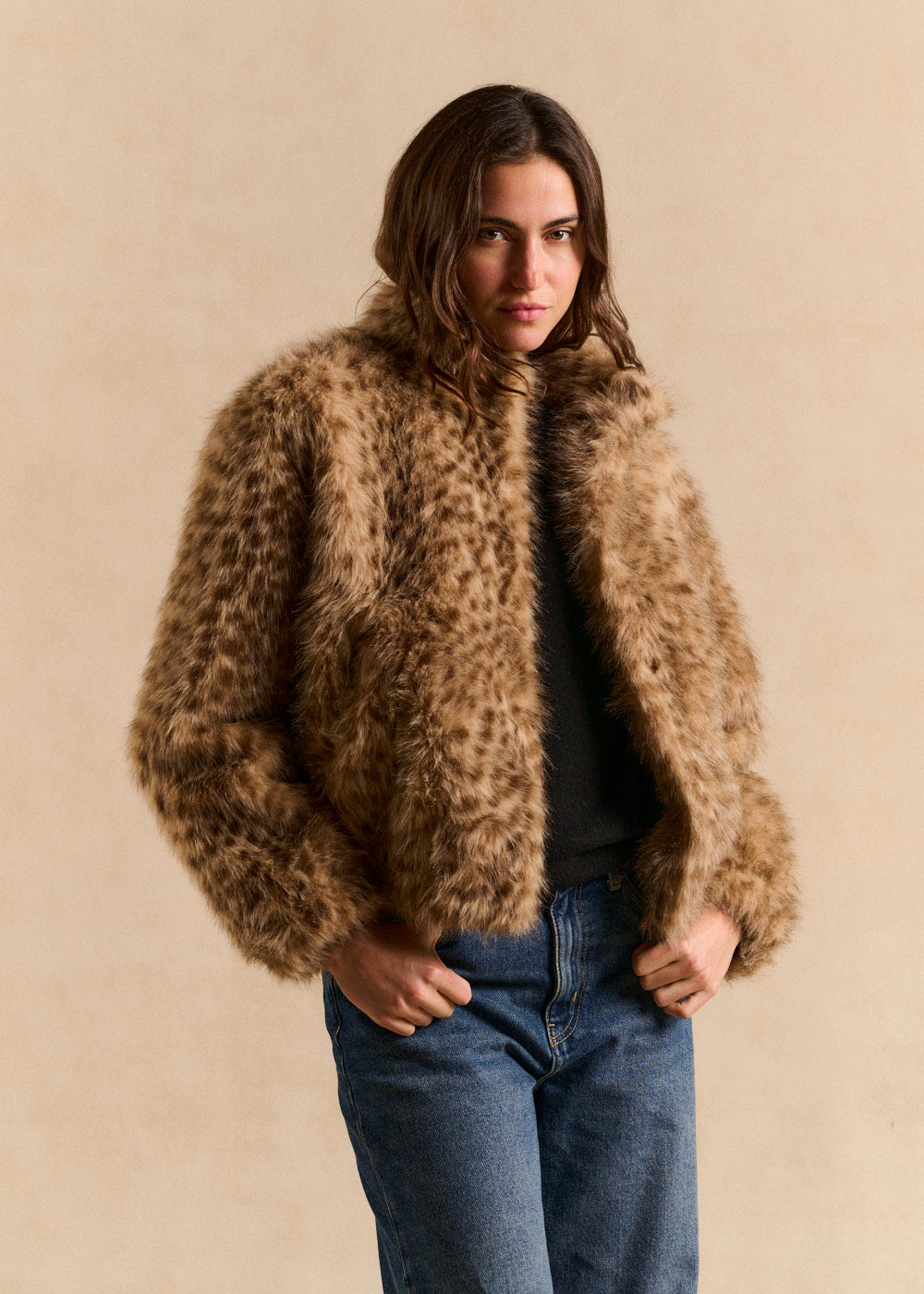 MAMBILY Printed Doe Effect Faux Fur Coat - 1 - Sud Express - Sud Express