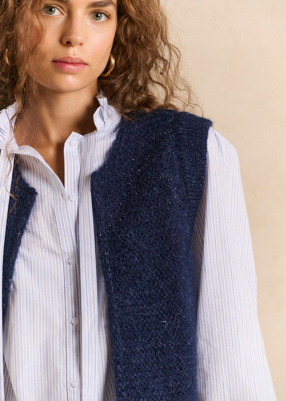 Cardigan sleeveless shorts in mohair - Sud Express - 5 - Sud Express