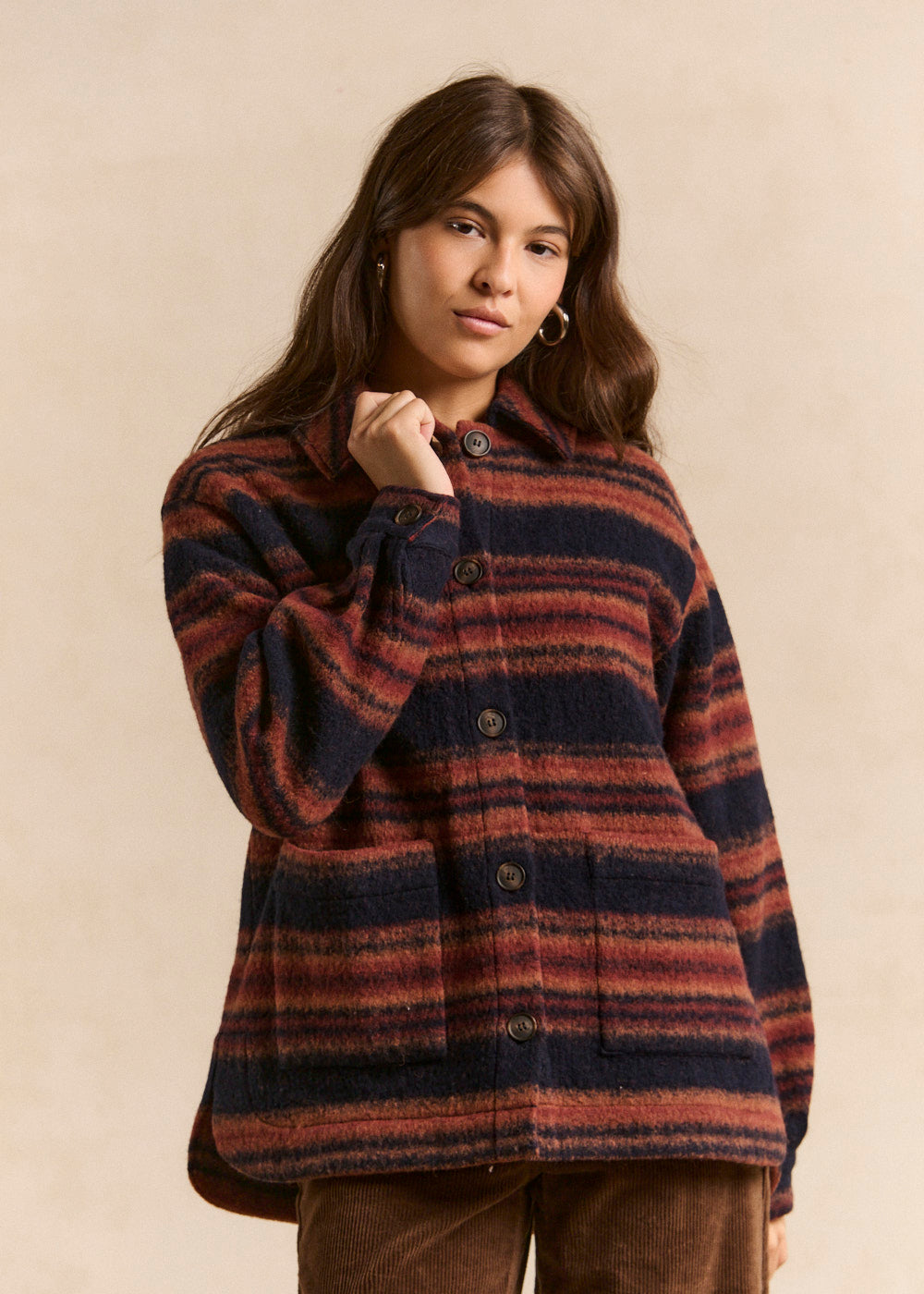 Striped wool-blend shirt jacket - Sud Express - 1 - Sud Express