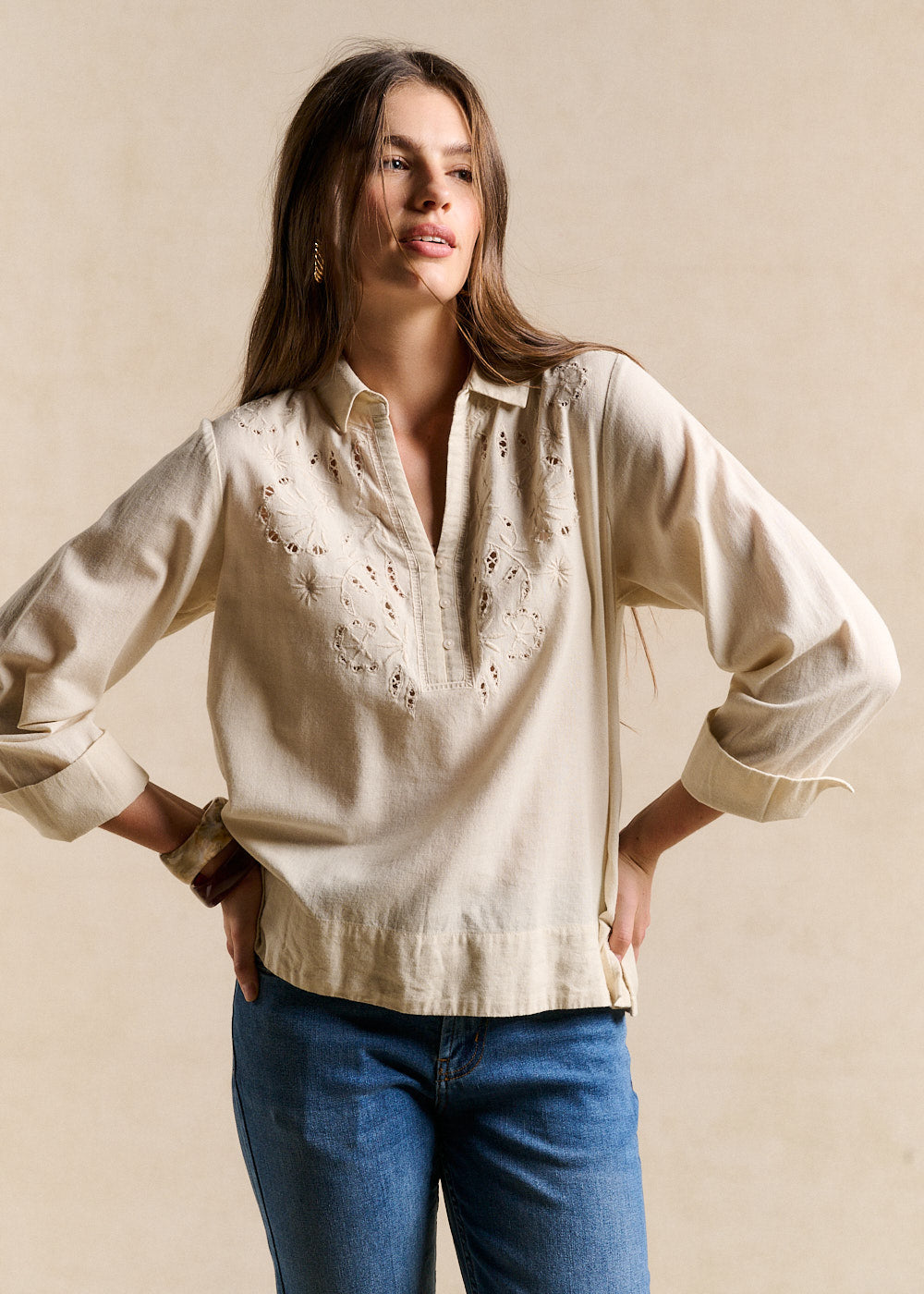 TISANA Embroidered Linen and Cotton Blouse - 4 - Sud Express - Sud Express