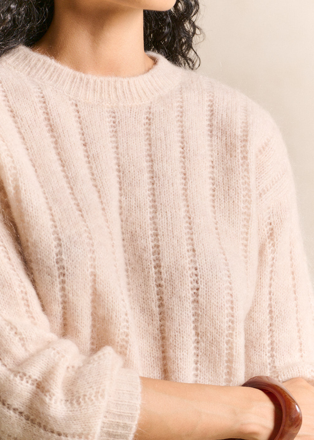 Openwork-knit round-neck jumper - Sud Express - 2 - Sud Express