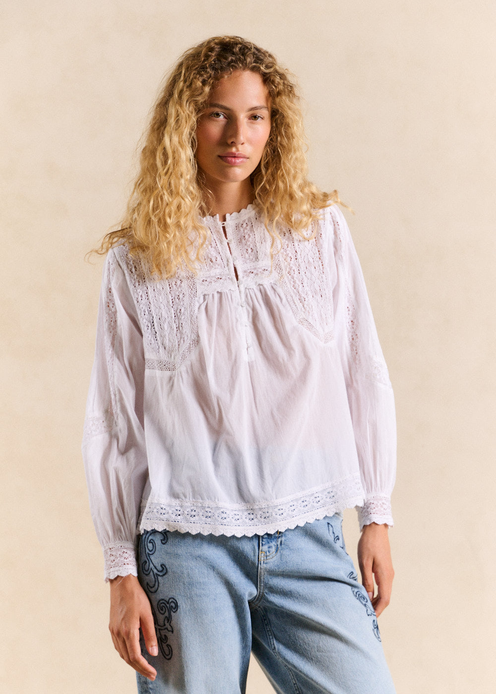 TAHEMA Embroidered voile bohemian blouse - 1 - Sud Express - Sud Express