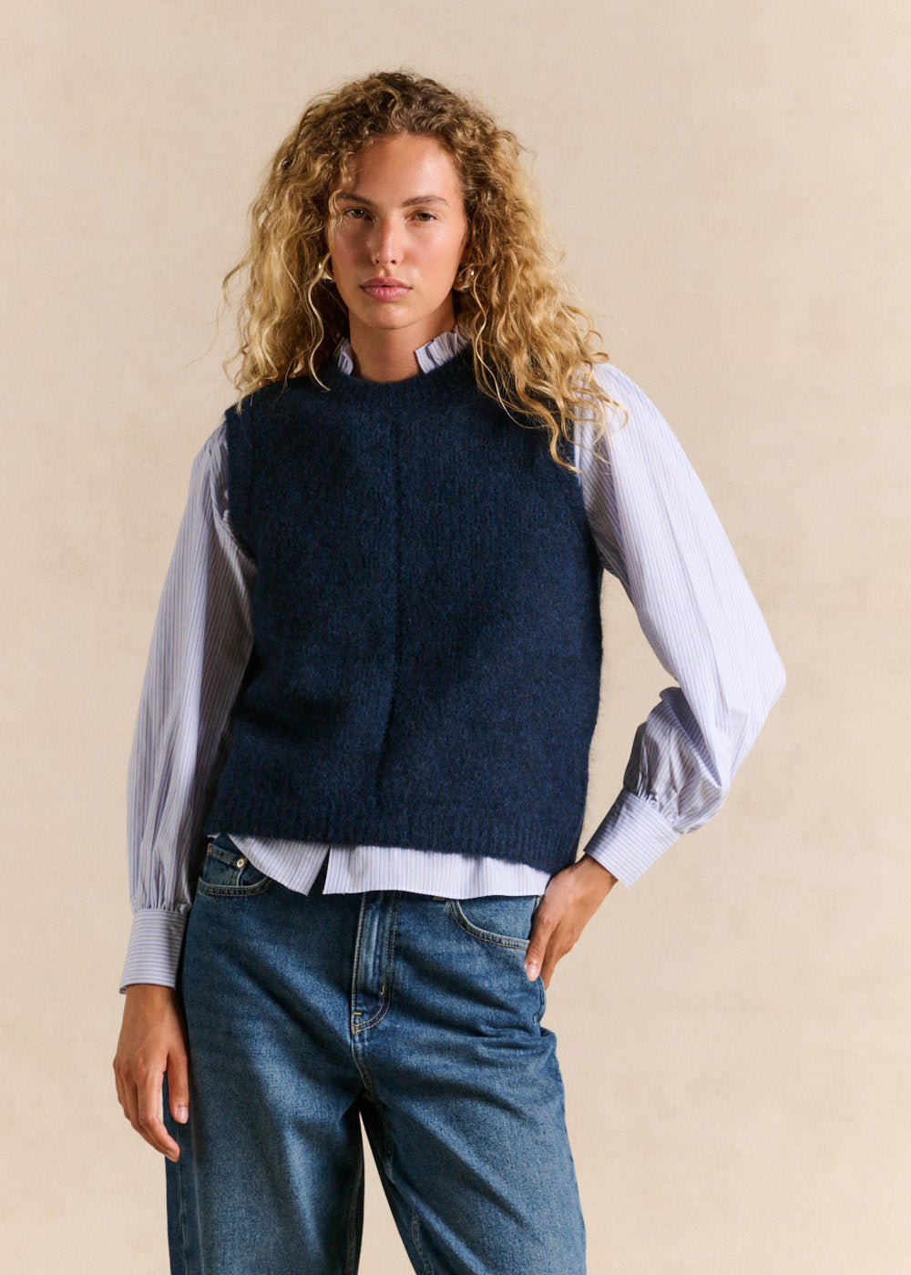 Sleeveless mohair knit vest, straight fit - Sud Express - 4 - Sud Express