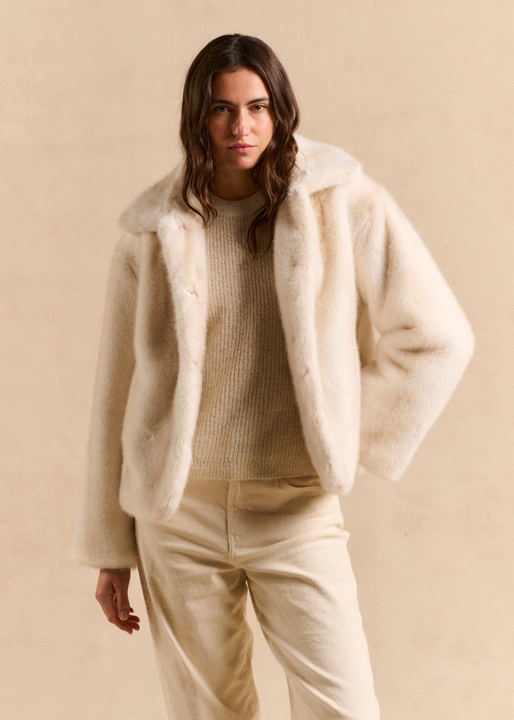 Manteau court fausse fourrure col montant - Sud Express - 5 - Sud Express