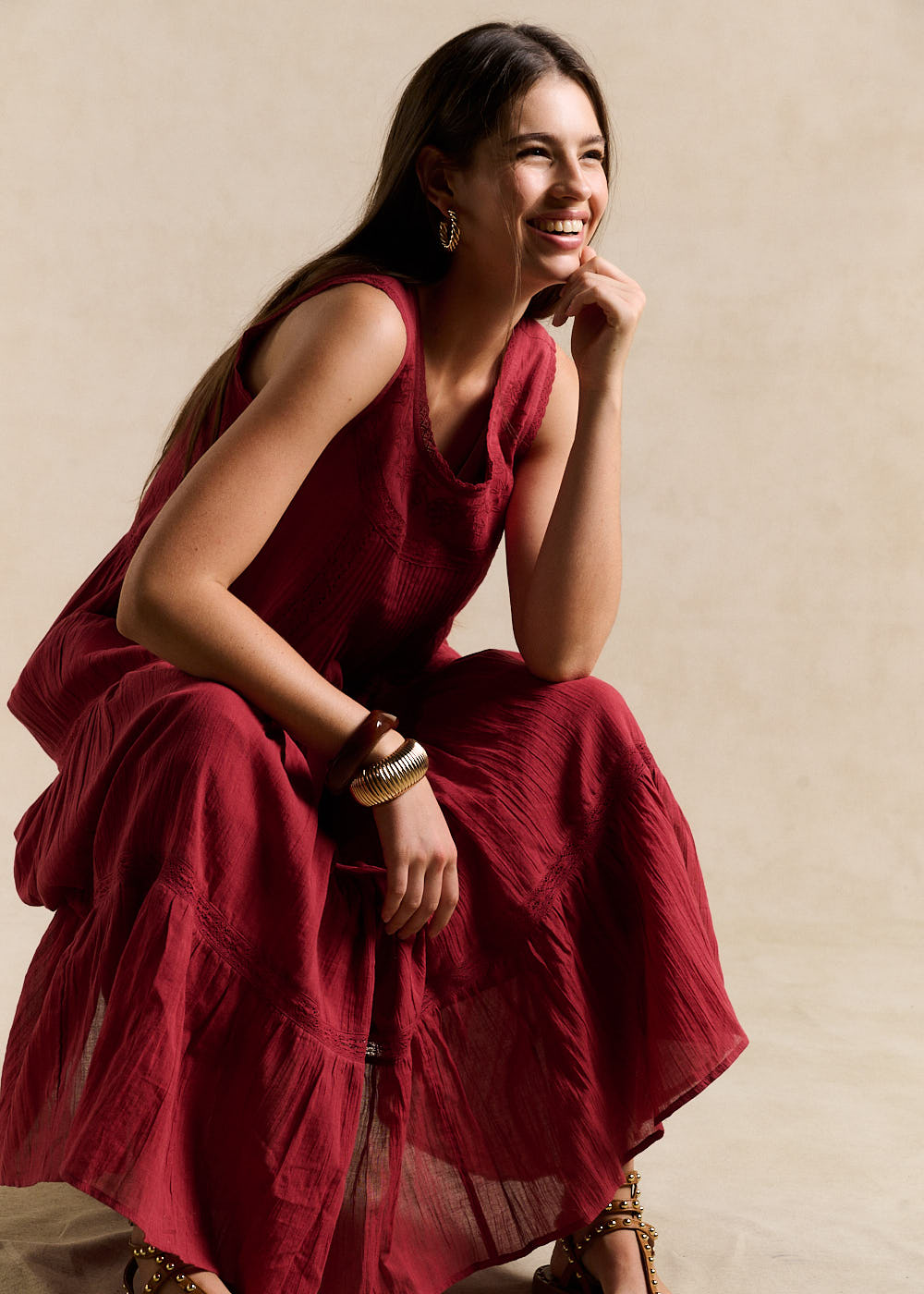 Long embroidered cotton dress - Sud Express - 4 - Sud Express