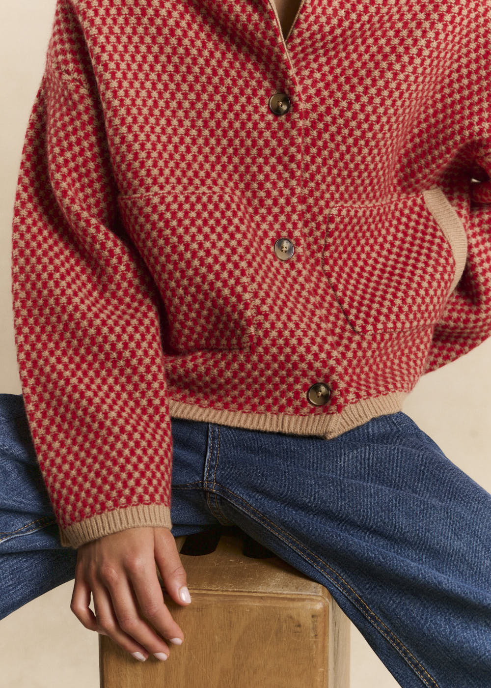 Checkerboard knit cardigan - Sud Express - 5 - Sud Express