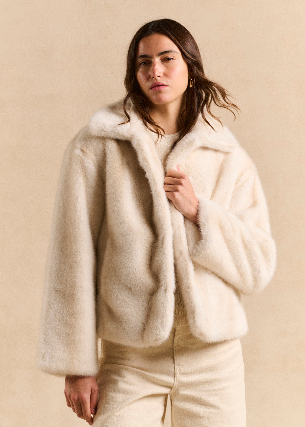 Manteau court fausse fourrure col montant - Sud Express - 1 - Sud Express
