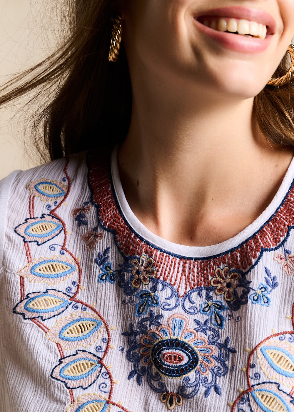 Embroidered Cotton Voile Top - Sud Express - 2 - Sud Express
