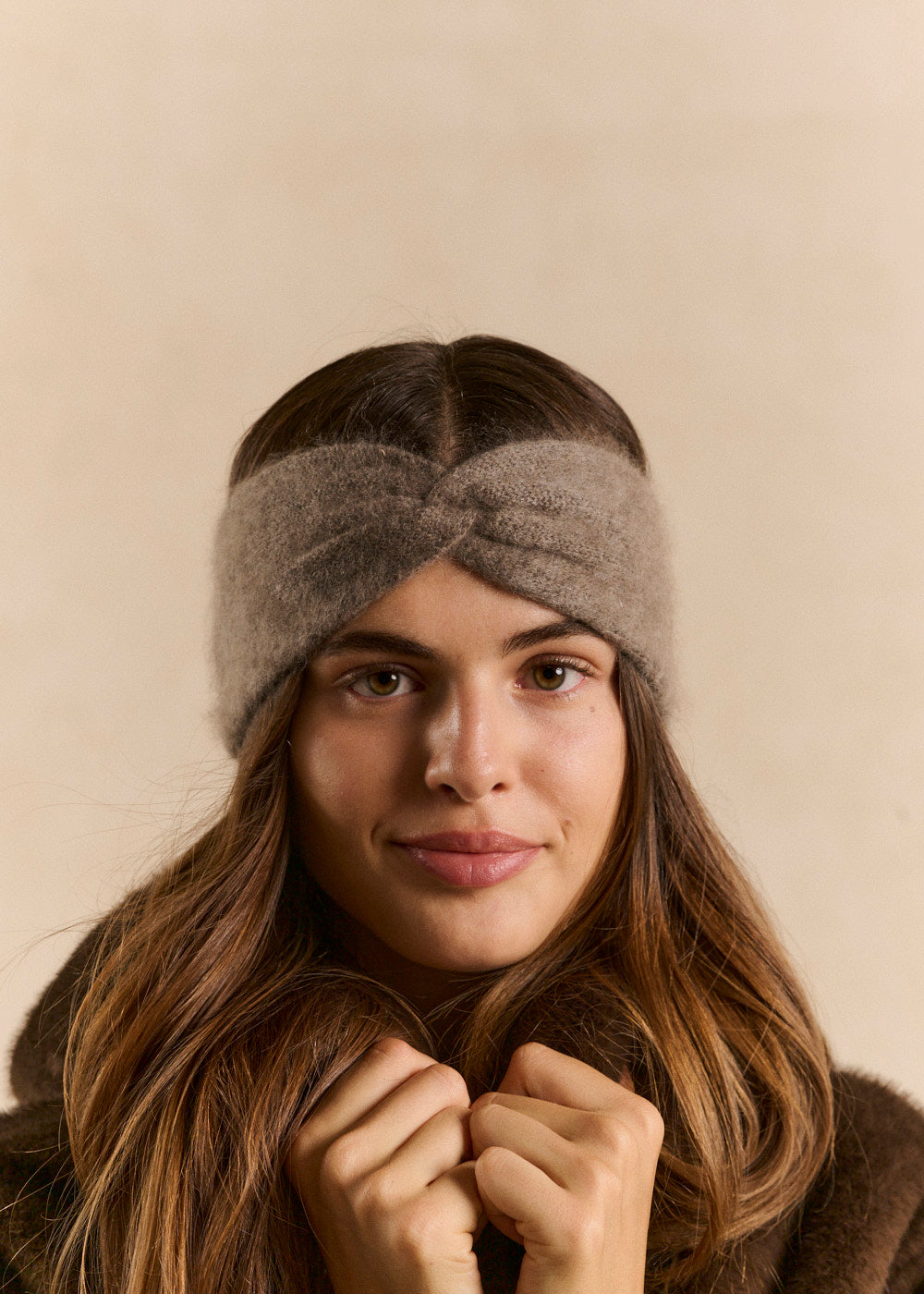 BRUCELY Twisted band in brushed wool and cashmere - 1 - Sud Express - Sud Express