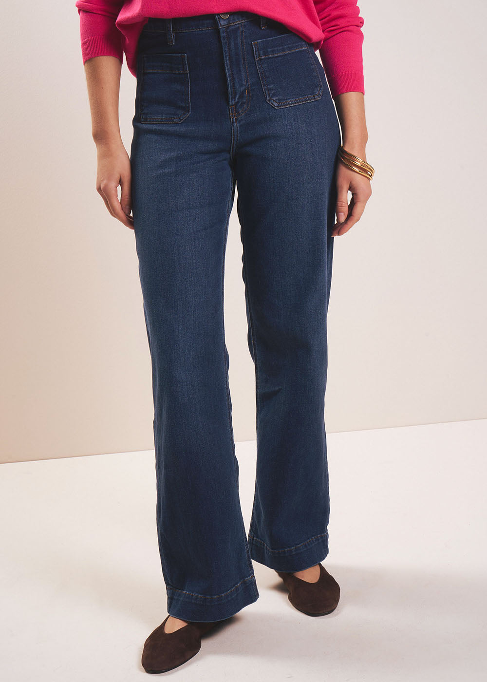 Wide-leg jeans with cuffs and high waist - Sud Express - 5 - Sud Express