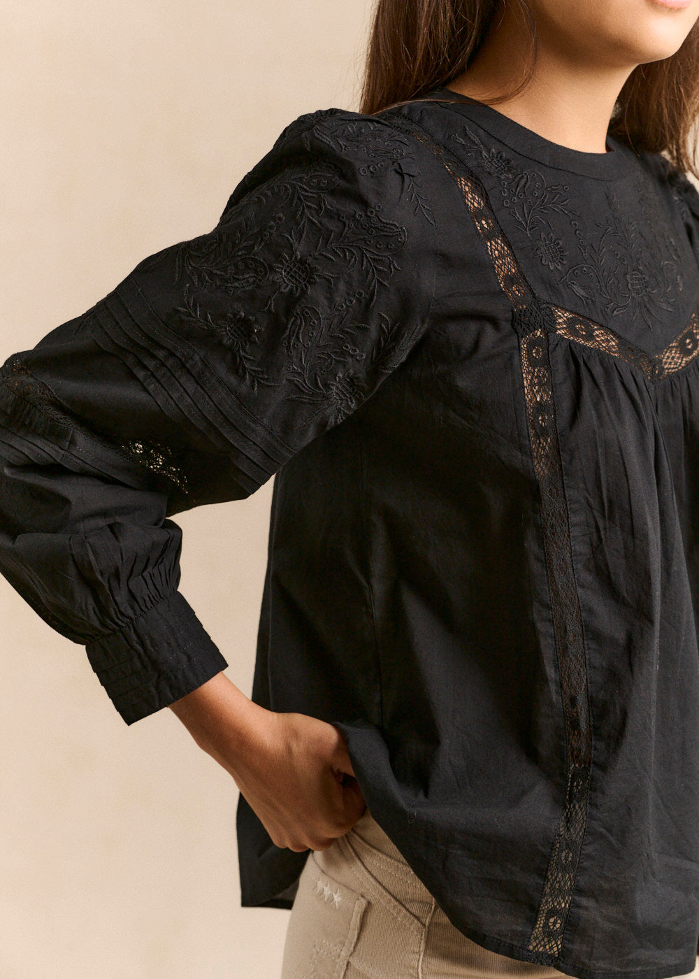 Embroidered cotton voile blouse - Sud Express - 4 - Sud Express