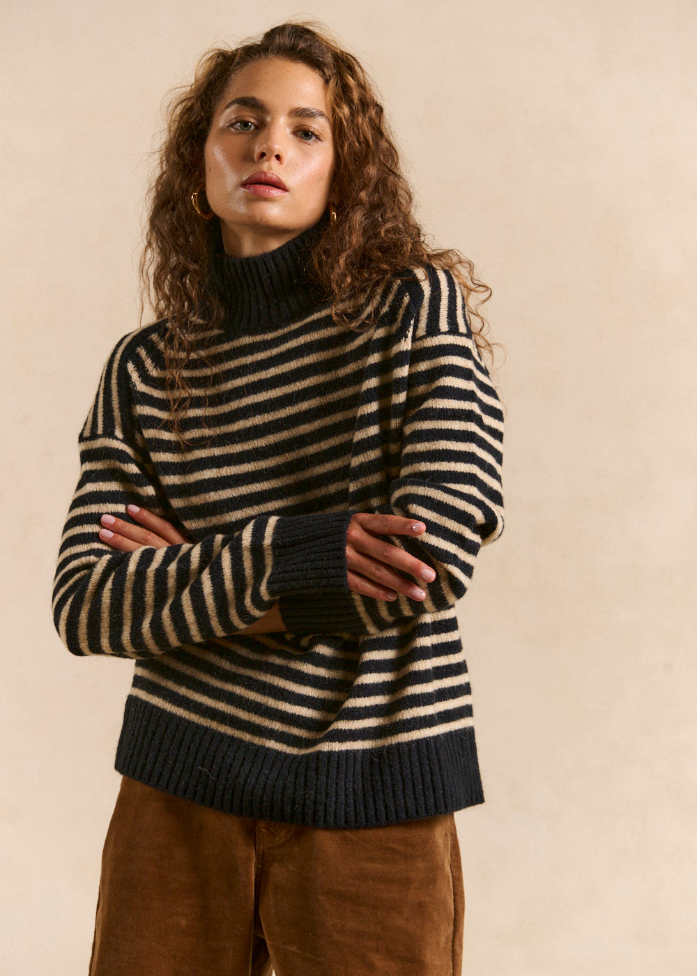 Striped turtleneck sweater in wool and alpaca - Sud Express - 4 - Sud Express