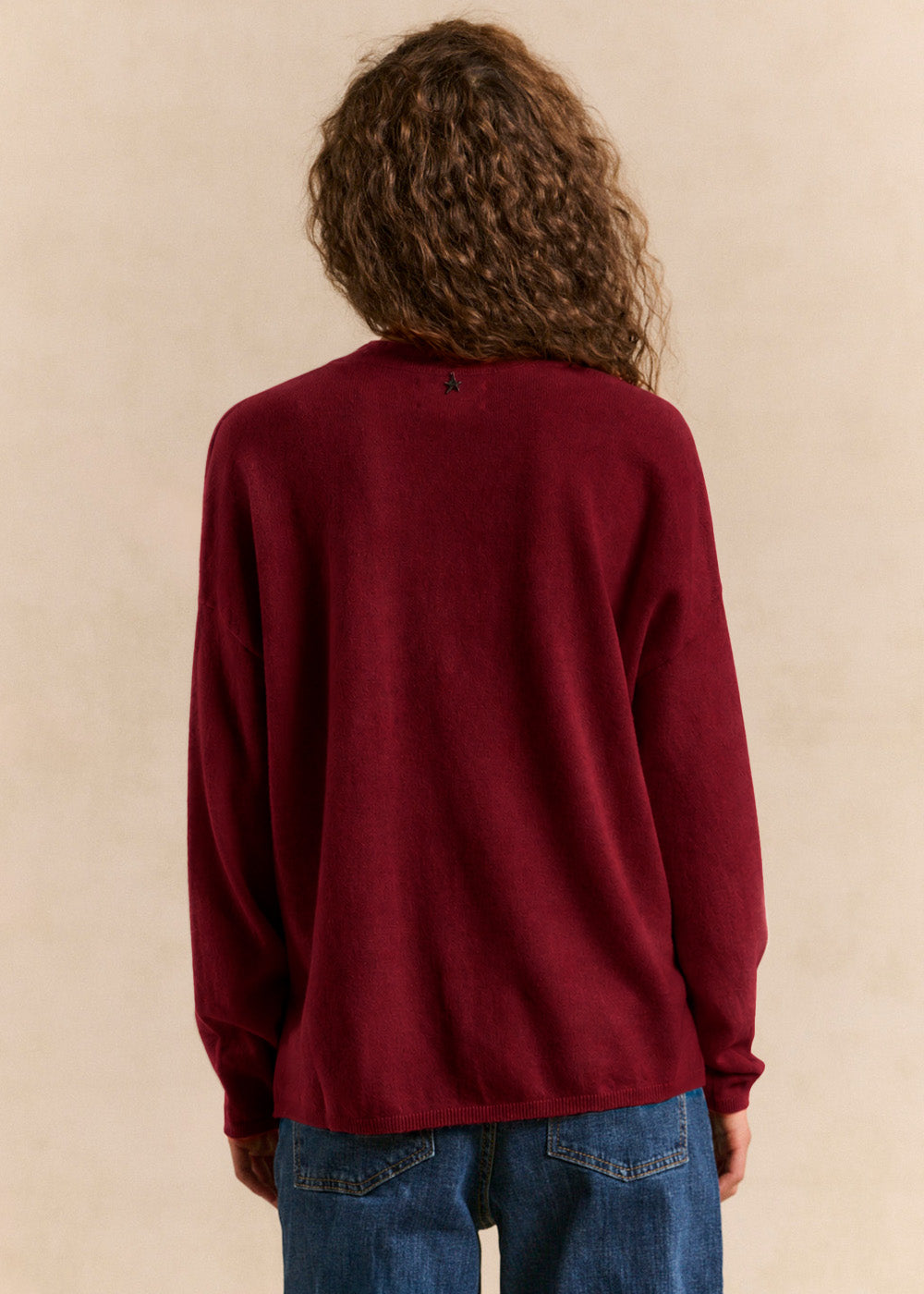 Loose-fitting cashmere jumper with a Tunisian collar - Sud Express - 3 - Sud Express