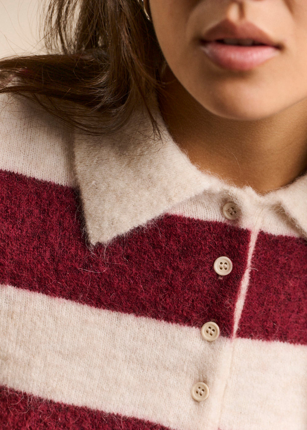 Striped polo collar sweater - Sud Express - 2 - Sud Express