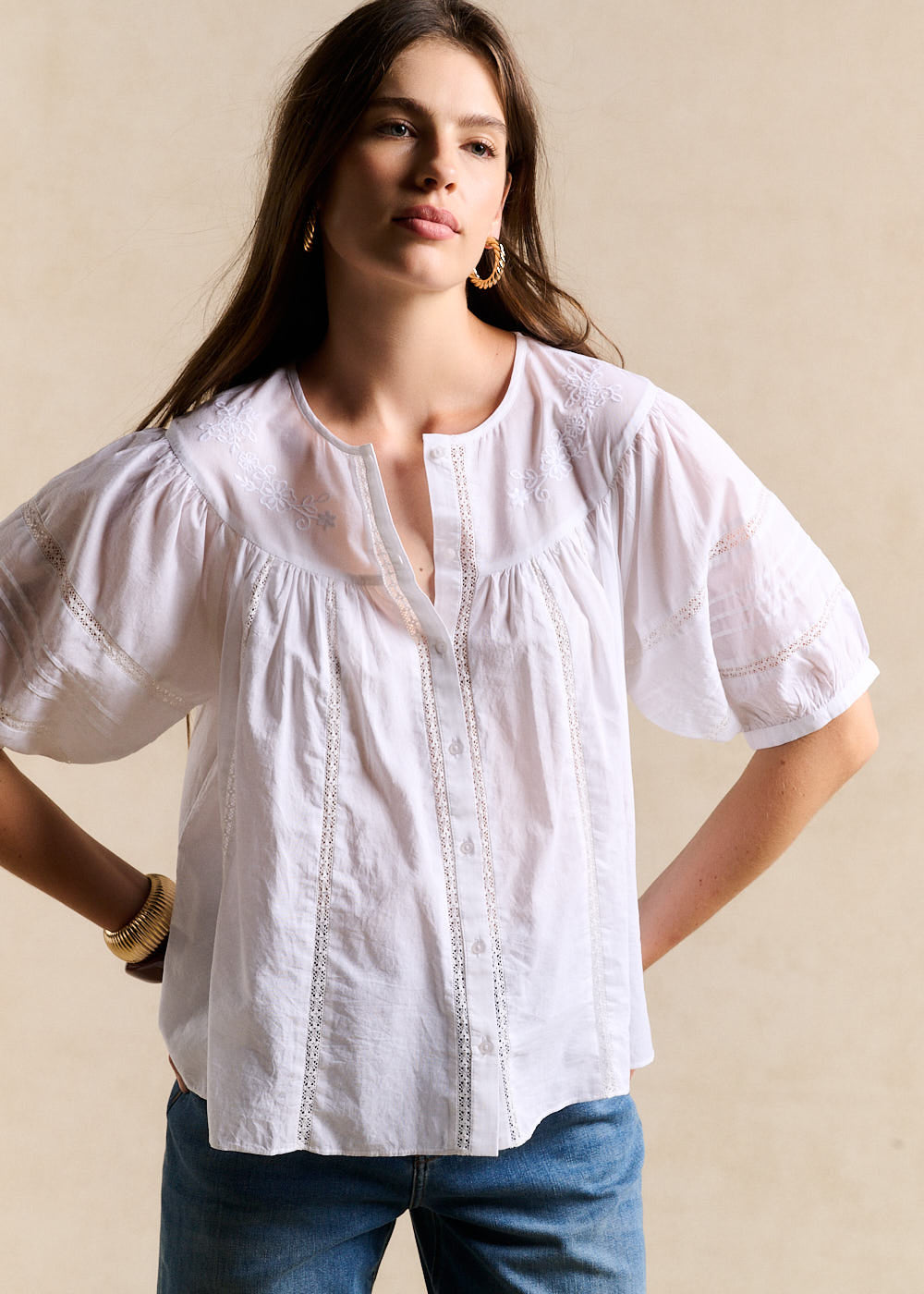 Embroidered Cotton Blouse - Sud Express - 4 - Sud Express