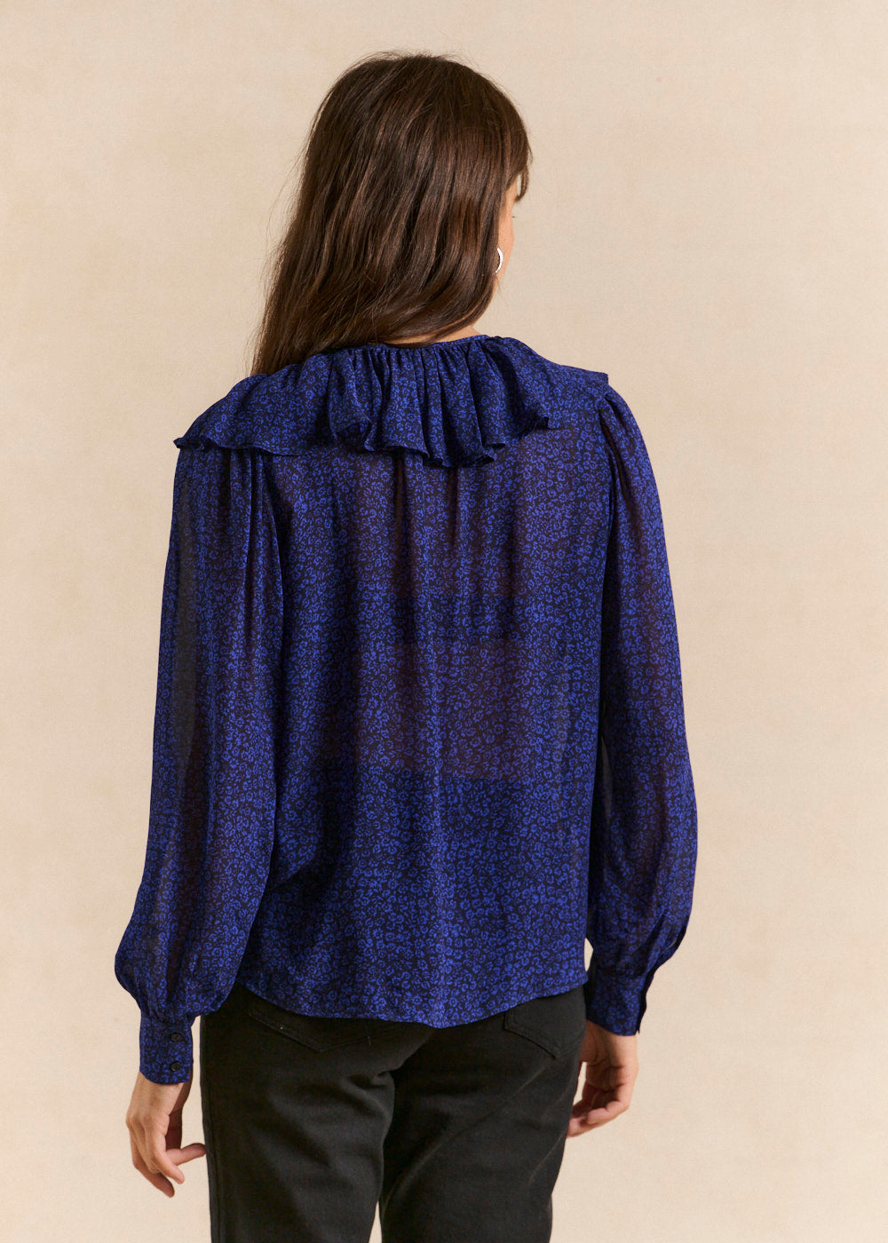 Floral printed top with ruffled collar - Sud Express - 3 - Sud Express