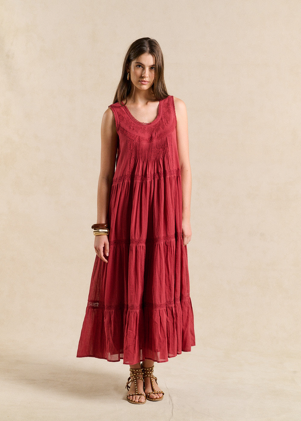 Long embroidered cotton dress - Sud Express - 5 - Sud Express