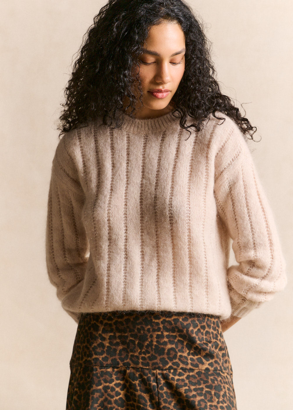 Openwork-knit round-neck jumper - Sud Express - 1 - Sud Express