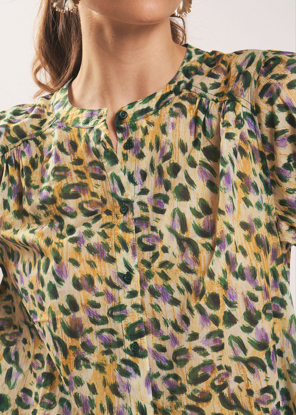 Leopard-print cotton blouse - Sud Express - 2 - Sud Express