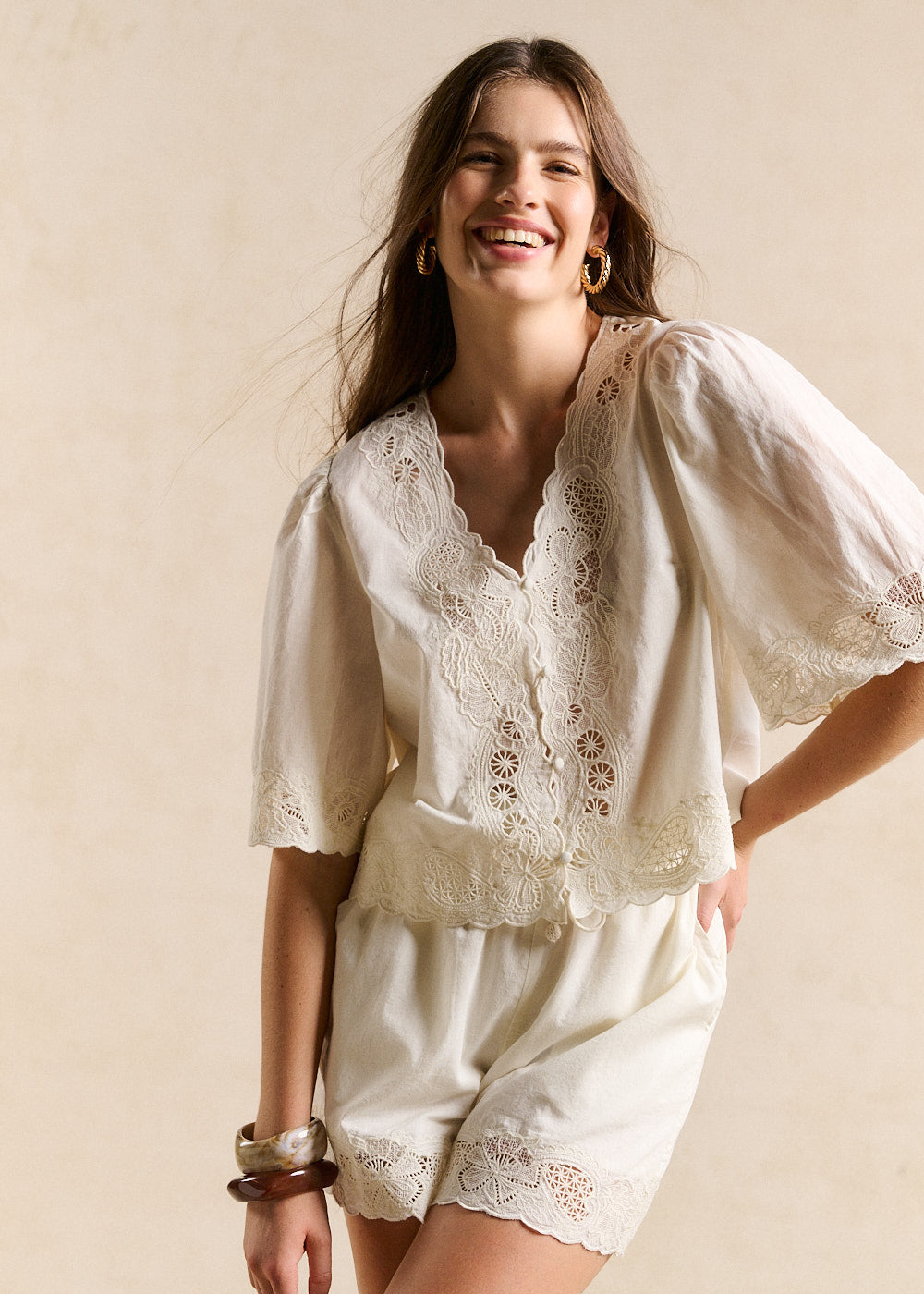 Lace trim top - Sud Express - 5 - Sud Express