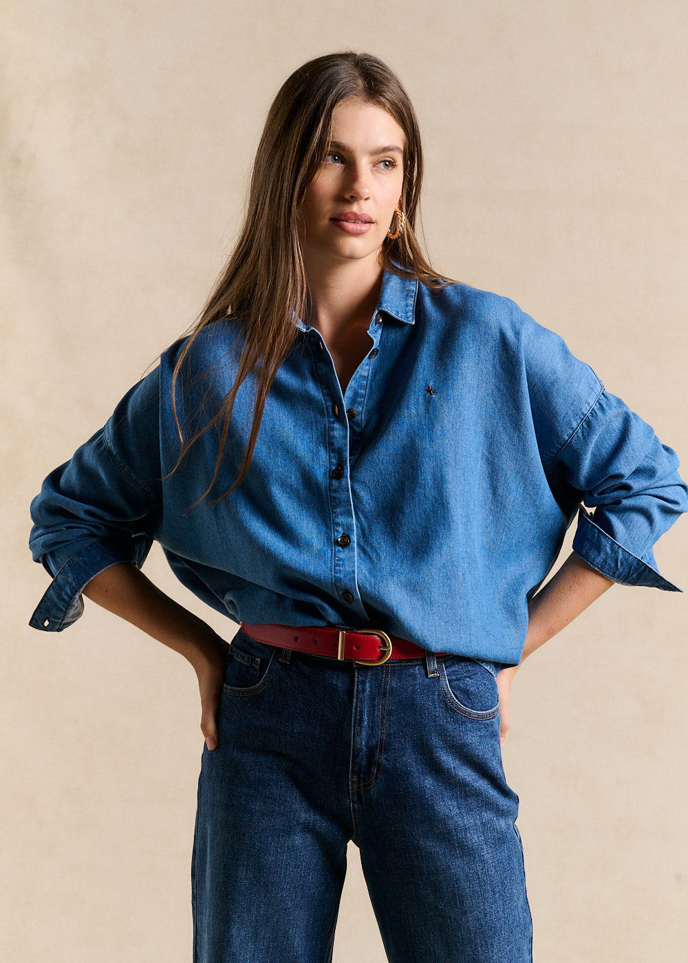 Loose-fit denim-effect lyocell shirt - Sud Express - 1 - Sud Express
