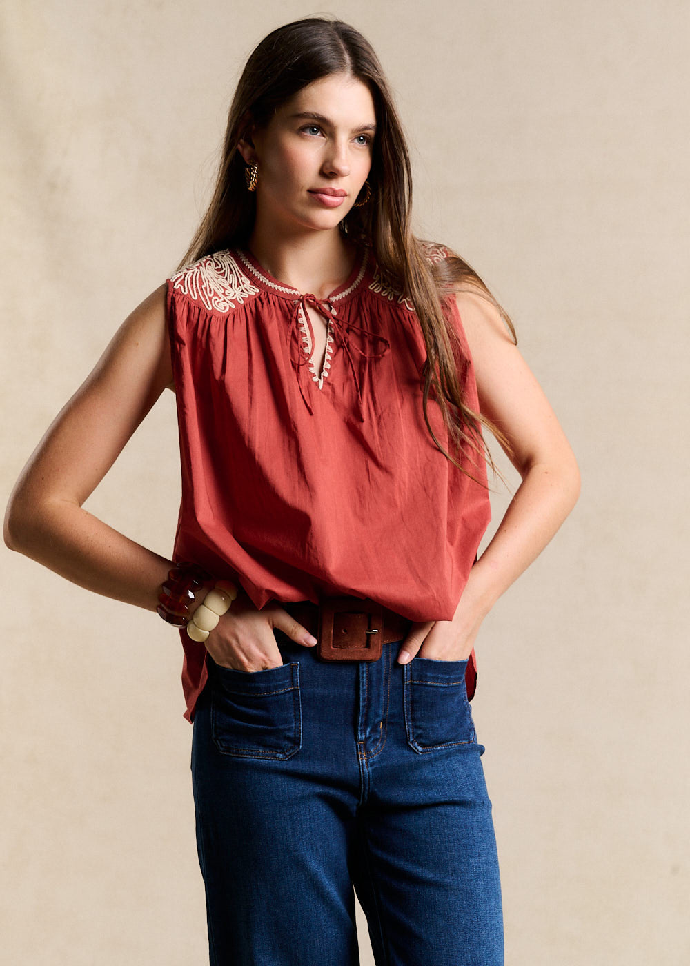 Embroidered Cotton Voile Top - Sud Express - 1 - Sud Express
