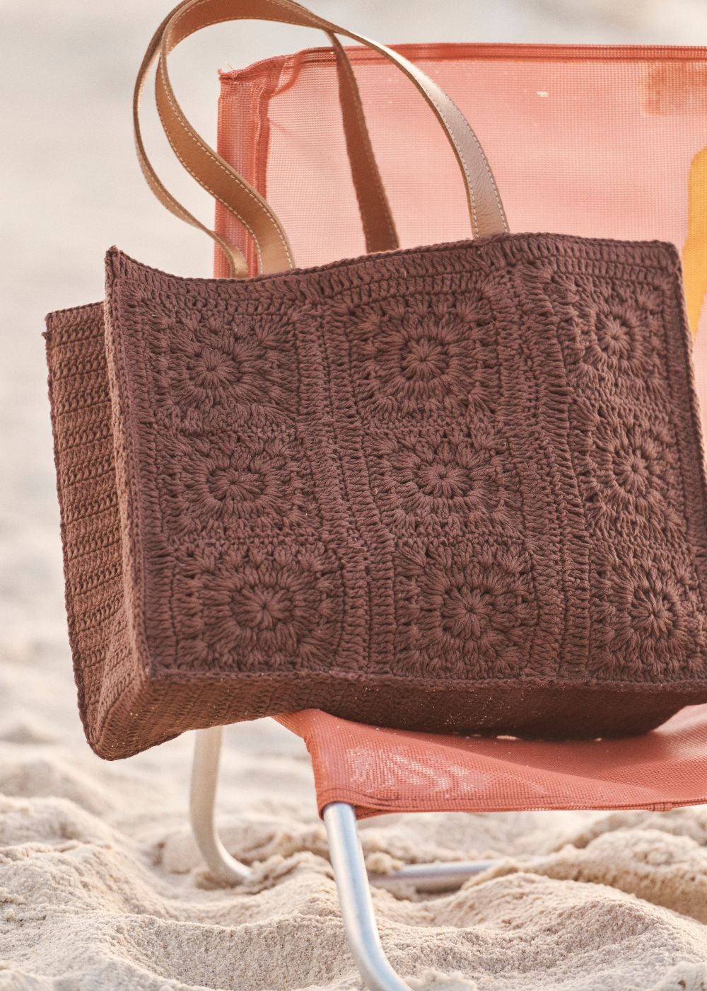 SYANE Crochet bag with leather handles - 1 - Sud Express - Sud Express