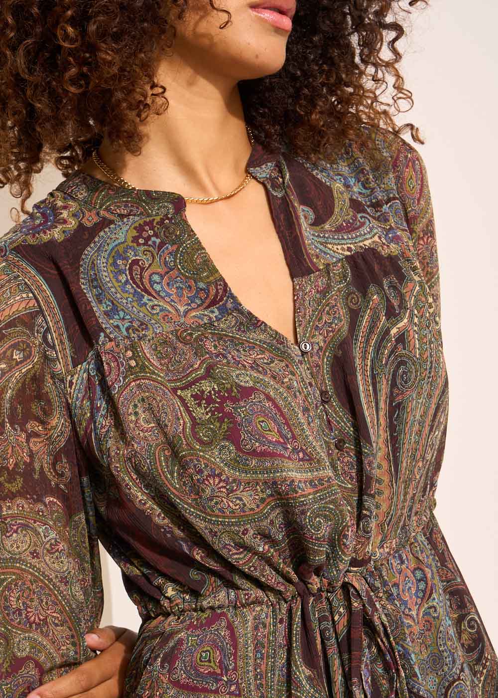 Printed maxi dress with long puffed sleeves - Sud Express - 2 - Sud Express