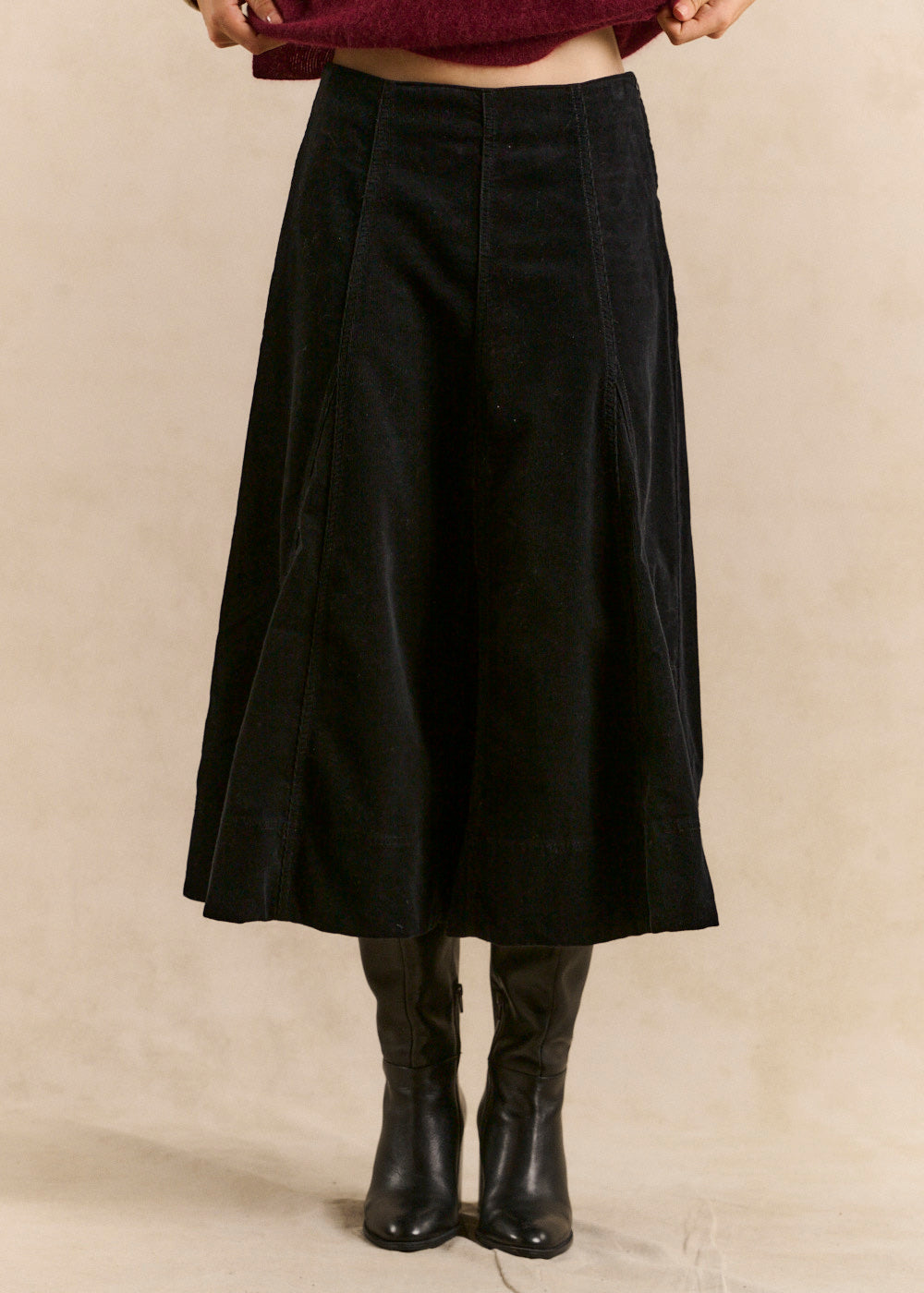 High-waisted flared skirt in corduroy - Sud Express - 2 - Sud Express