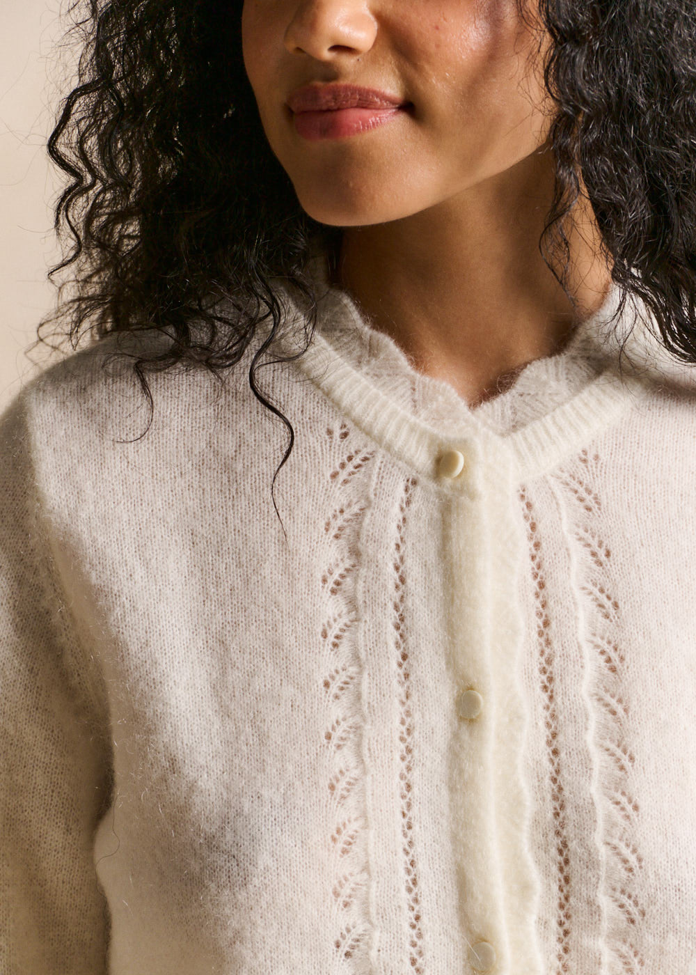 Mohair cardigan with openwork knit - Sud Express - 2 - Sud Express