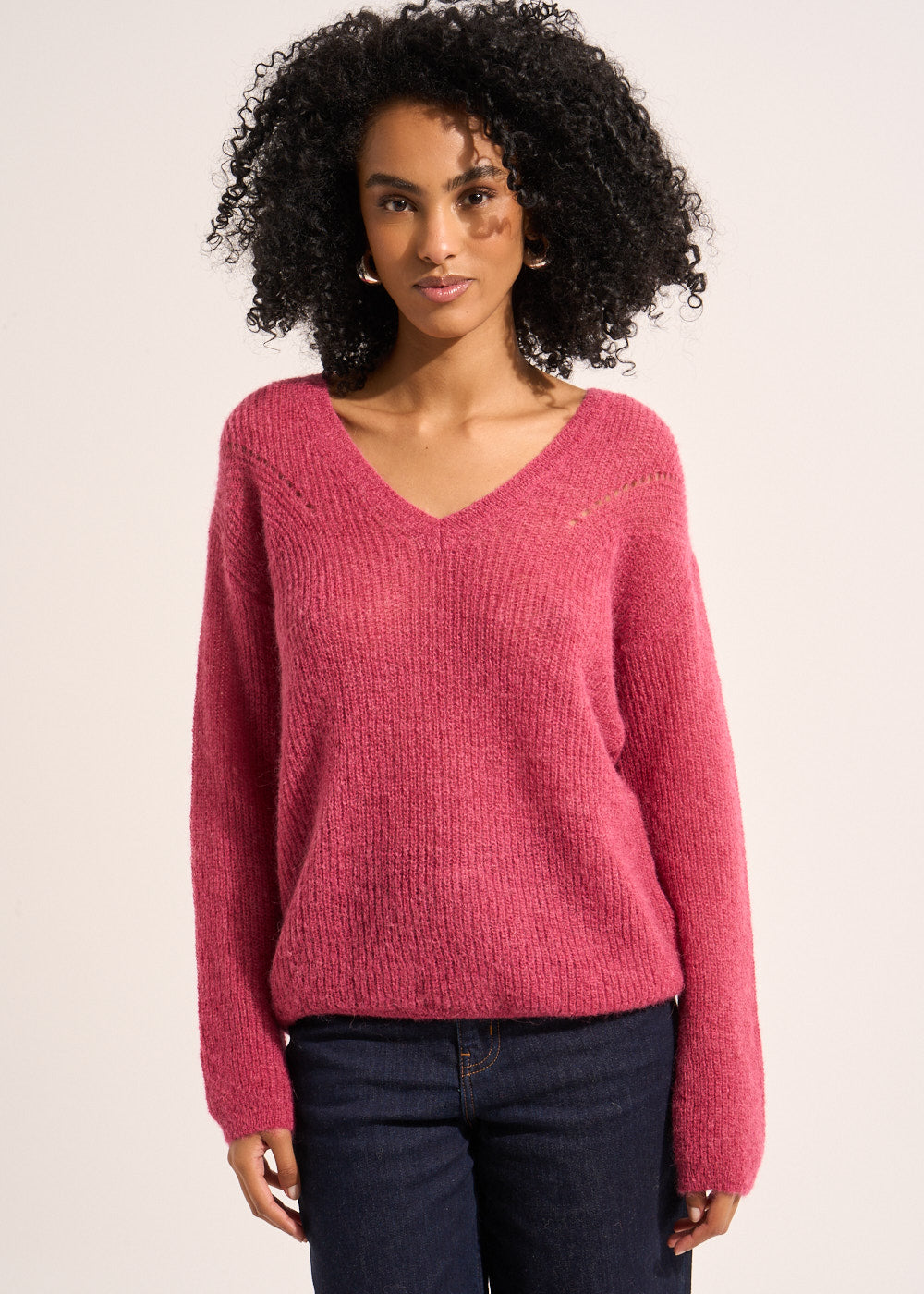 V-neck sweater with 3/4-length sleeves - Sud Express - 5 - Sud Express