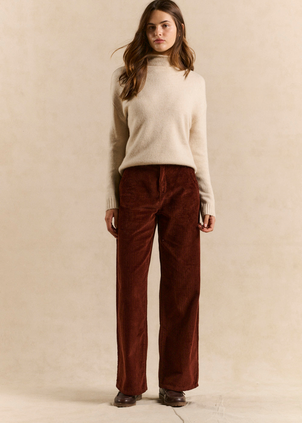 High-waisted cotton velvet wide-leg trousers - Sud Express - 1 - Sud Express
