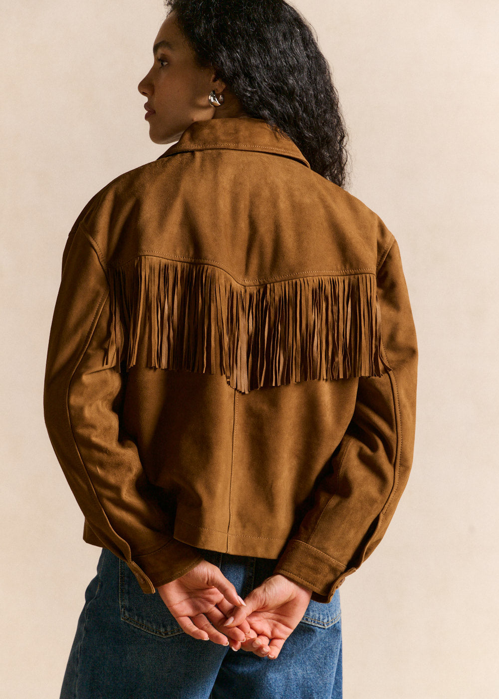 Suede jacket with fringed V-yoke - Sud Express - 3 - Sud Express