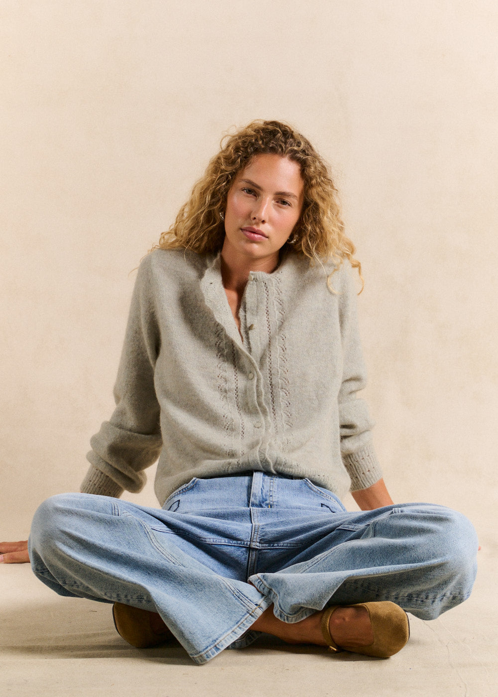 Mohair cardigan with openwork knit - Sud Express - 4 - Sud Express