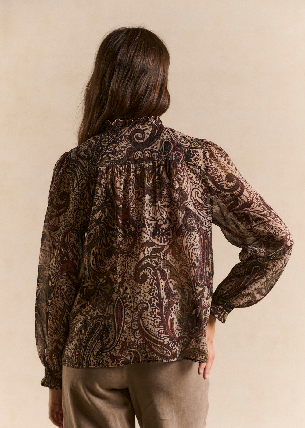 Printed blouse with ruffled collar - Sud Express - 3 - Sud Express