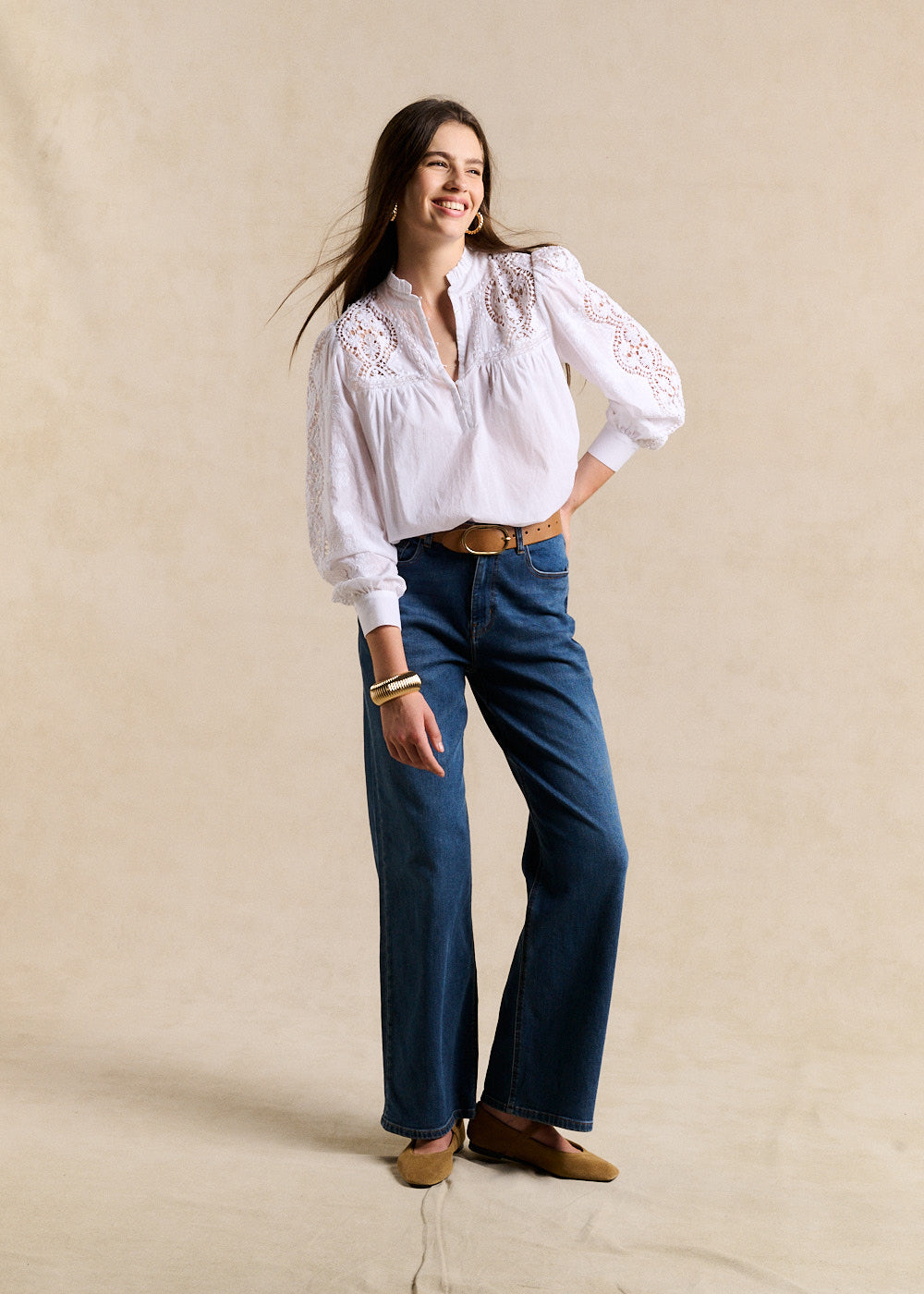 Embroidered cotton voile blouse - Sud Express - 5 - Sud Express
