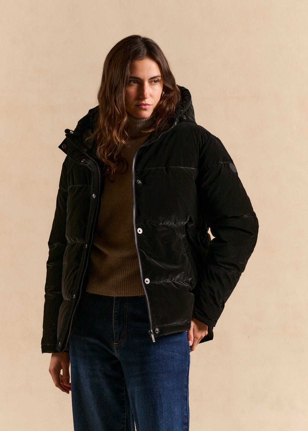 Quilted hooded puffer jacket with zipper - Sud Express - 1 - Sud Express