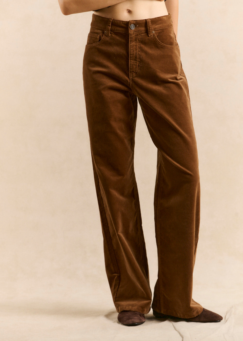 PANETI High-waisted straight corduroy pants - 1 - Sud Express - Sud Express