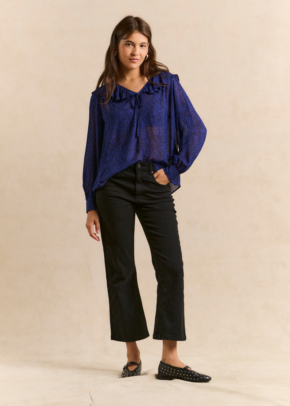 Cropped black denim flare jeans - Sud Express - 1 - Sud Express