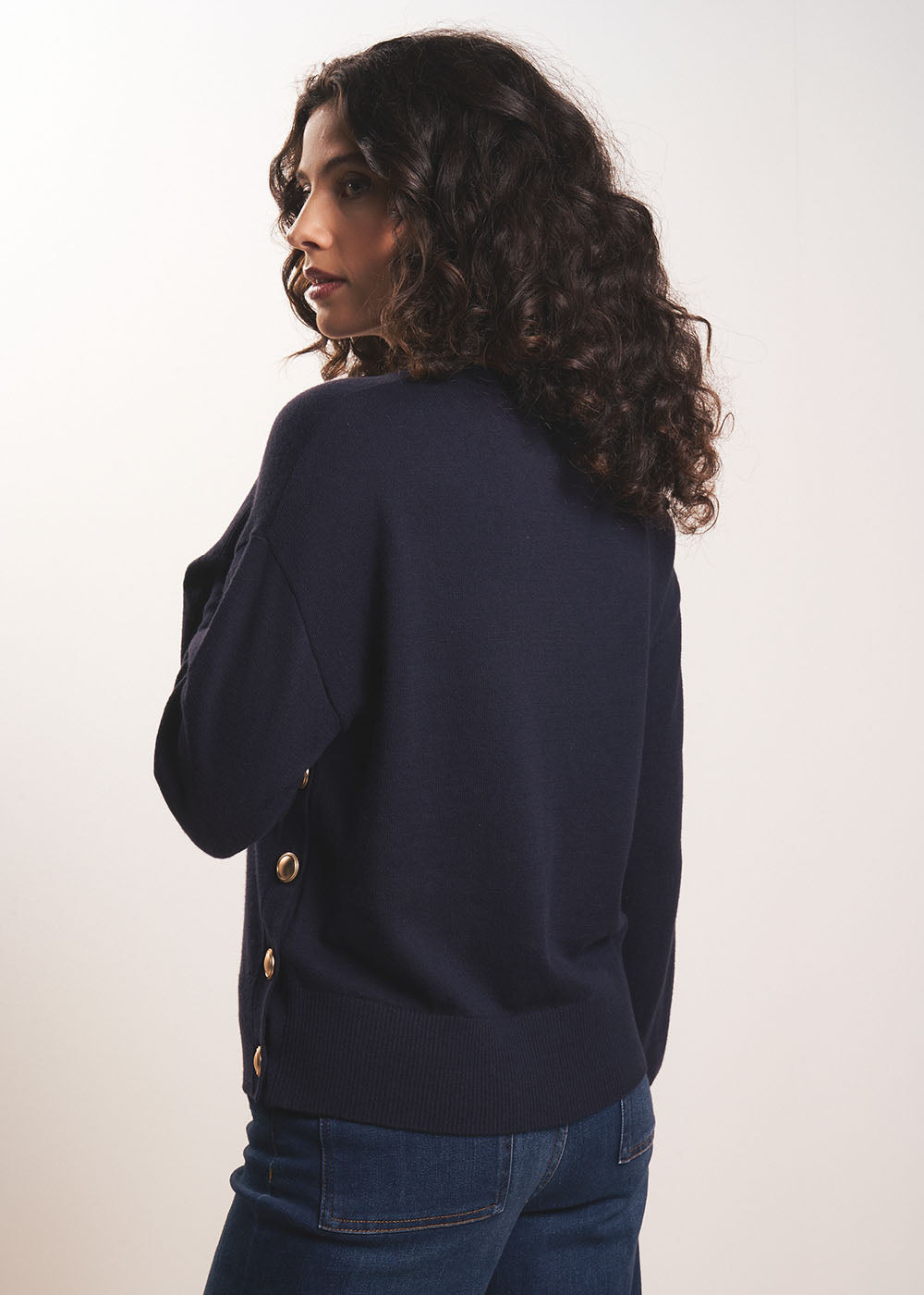Nautical-style jumper with gold buttons - Sud Express - 3 - Sud Express