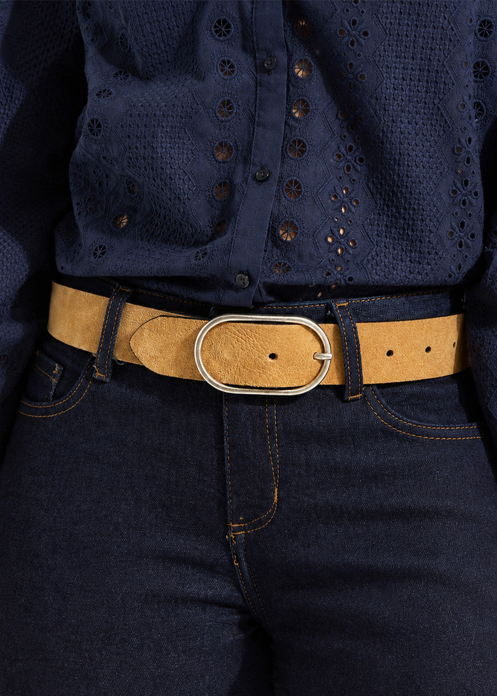CHRISTINE Leather belt with oval buckle - 2 - Sud Express - Sud Express