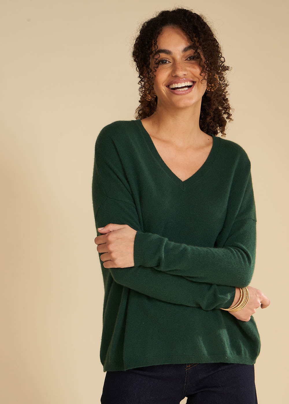 Cashmere V-neck sweater with long sleeves - Sud Express - 1 - Sud Express
