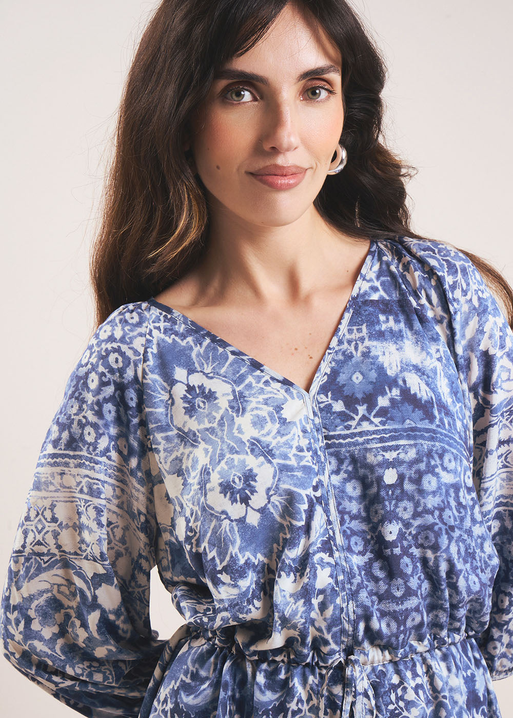 RONACO Short printed dress with puff sleeves - 2 - Sud Express - Sud Express
