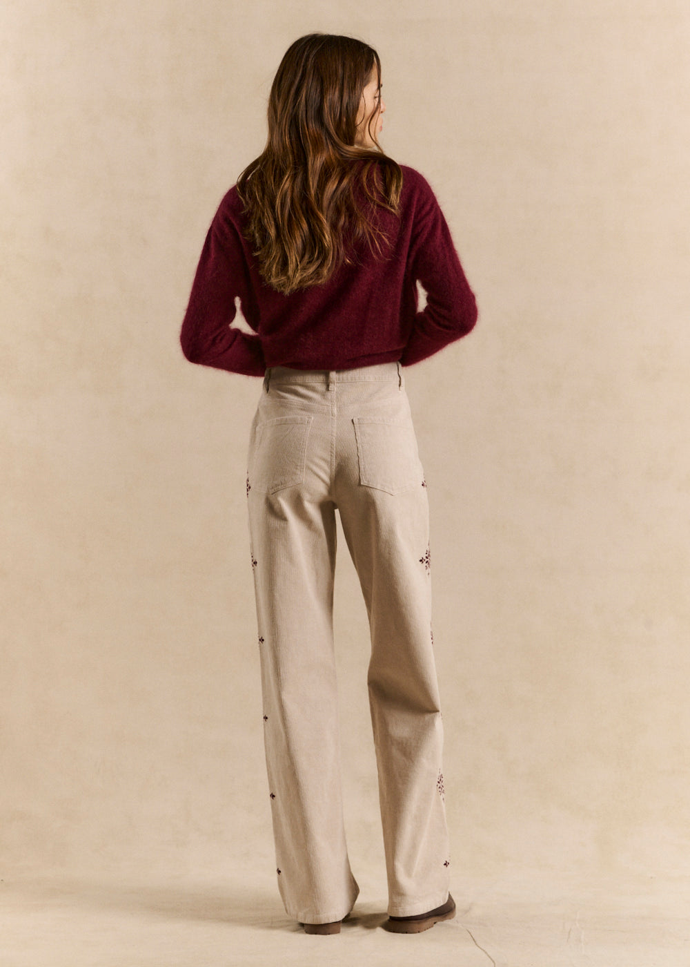 Embroidered Corduroy Wide-Leg Pants - Sud Express - 5 - Sud Express
