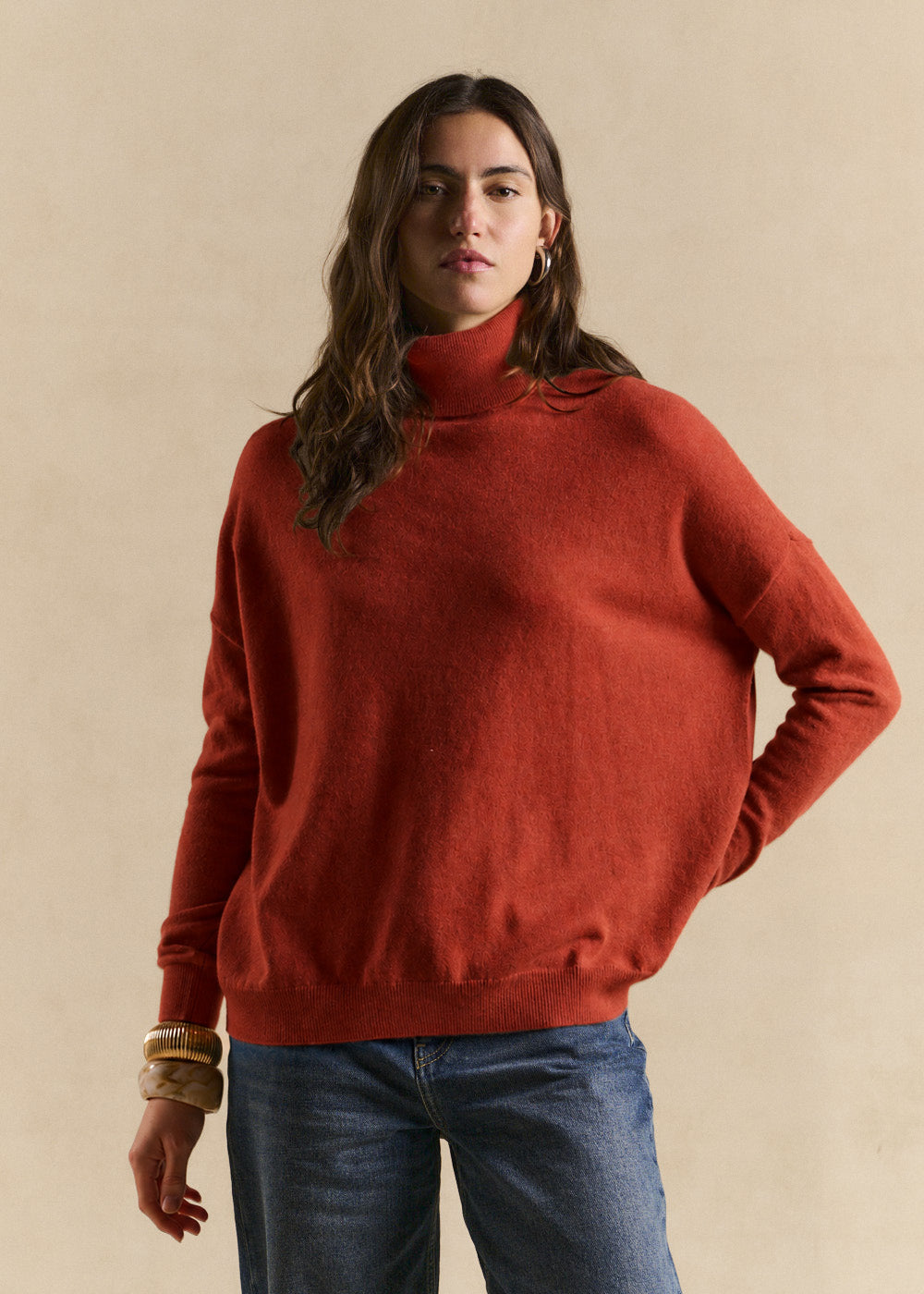 High-neck cashmere pullover, loose fit - Sud Express - 1 - Sud Express