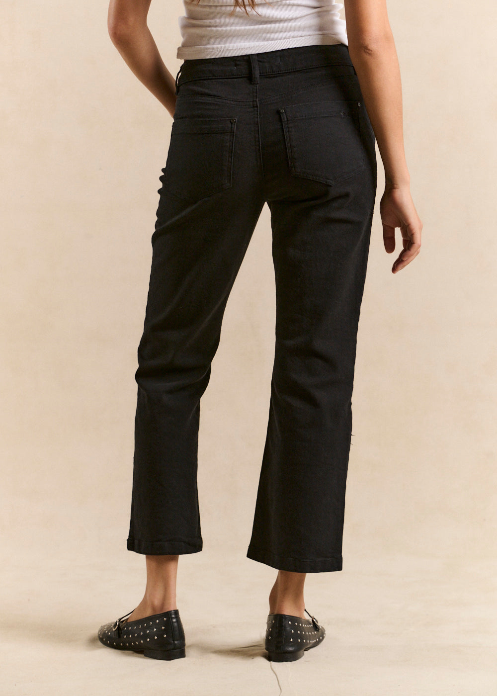 Cropped black denim flare jeans - Sud Express - 3 - Sud Express