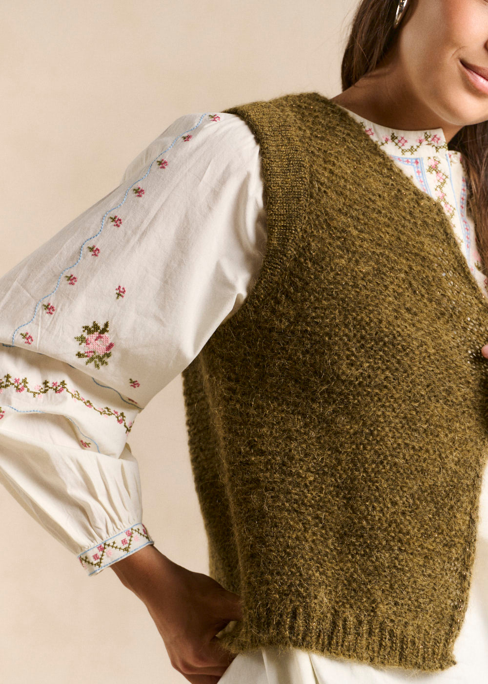 Cardigan sleeveless shorts in mohair - Sud Express - 2 - Sud Express