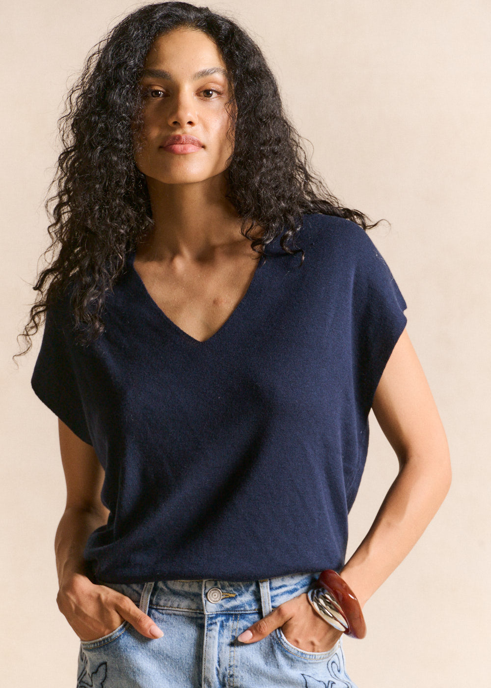 MATINY Sleeveless V-neck jumper in ribbed knit - 4 - Sud Express - Sud Express